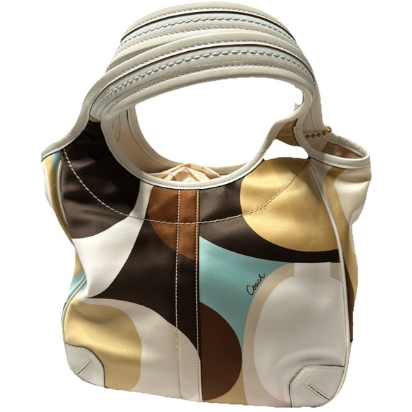 Coach Y2K Ltd Ed Ergo Multi Color Signature Scarf Print Shoulder Tote Bag Purse - Picture 5 of 16